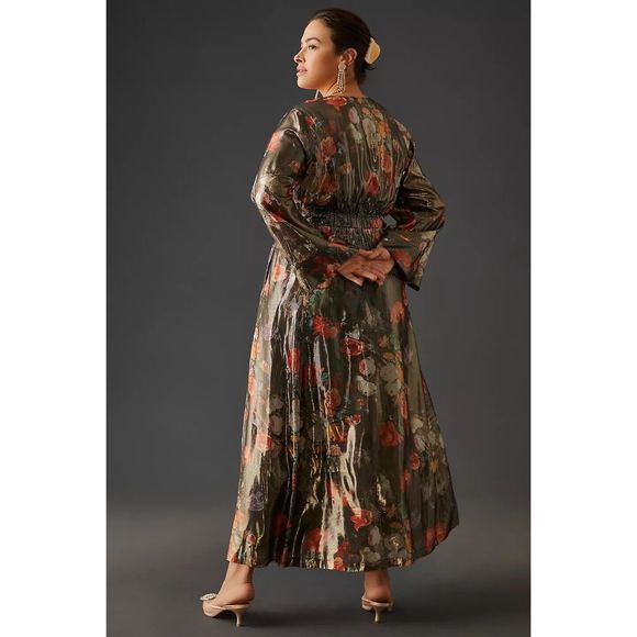 Anthropologie Caballero Deep V-Neck Maxi Dress Size XS. B-2 - Picture 8 of 12